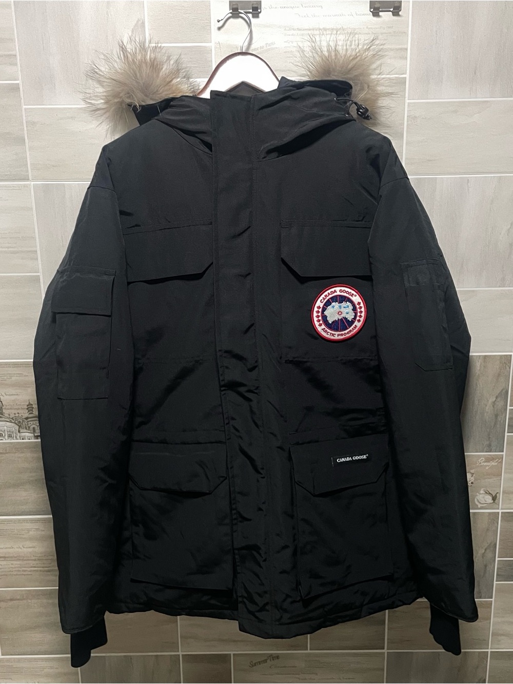 Canada Goose Black Puffer Parka with Fur-Trim Hood